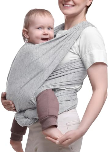 WenYa Baby Wrap Carrier, Certified Hip Healthy by IHDI, Stretchy Hands-Free Baby Sling (7-35 lbs), Soft Cotton Spandex for Newborns to Toddlers, Ergonomic Support & Machine Washable