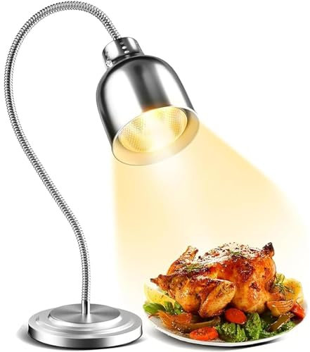 Lampe chauffante pour aliments sur pied, chauffe-plats pour buffet à 360 ° avec ampoule de 250 W, lampe chauffante réglable en hauteur pour service alimentaire pour bar, fêtes, restauration, cuisine