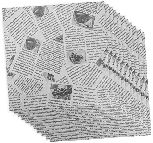 IMIKEYA Papier Sulfurisé Aspect Journal pour Sandwichs et Pain, Ingraissable, Résistant la Déchirure, Lot de 100 Feuilles Blanches pour Emballage Alimentaire