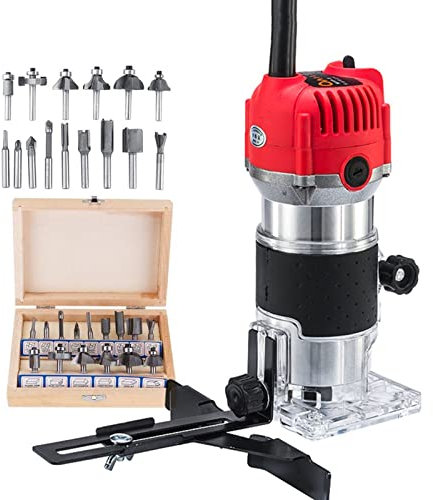 Fresadora de madera Recortadora eléctrica, herramienta de enrutador de madera, fresa for carpintería, cortadora Manual de carpintería, herramientas, enrutador, carpinteros de borde, 1200W, 35000RPM(Oo