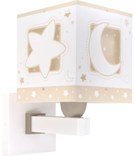 Dalber Lámpara aplique de pared infantil Moonlight Luna y Estrellas Beige, 63239B, E27