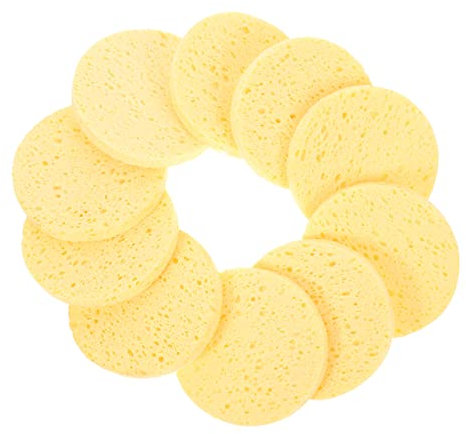 NIYANGLE Éponges Nettoyantes Visage Exfoliantes Rondes 10 Pièces 80x10 Mm En Pulpe De Bois Épaisses Pour Différents Types De Peau, Nettoyage Profond Et Démaquillage, Usage Quotidien Et Voyage