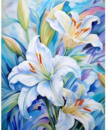 Puzzle 1500 pièces,Fleurs de lys Blanc Puzzl pour Adultes, Puzzles pour Adultes Jeu éducatif Défi Jouet, Jeu d'adresse pour Toute la Famille, Puzzle pour Adulte Enfants