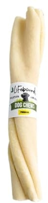 Gedrehter Kauknochen für Hunde – Natürlicher Kausnack zur Zahnpflege – Beschäftigung & Genuss – Für kleine bis große Hunde – Langanhaltend & fettarm (kurz/12,7cm, Natur)