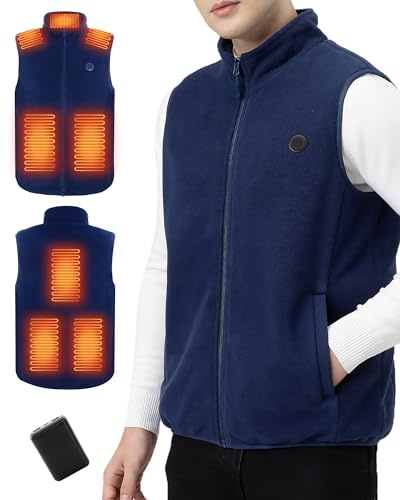 Mincoo Gilet Riscaldato Uomo con Power Bank 5V 10000mAh Gilet Pile Riscaldato Uomo Gilet Riscaldante con Temperatura a tre Velocità per il Lavoro all'aperto, Lo Sci, l'escursionismo e il Pendolarismo