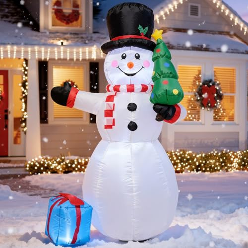 152 cm Weihnachtsdekoration aufblasbarer Schneemann, hält diesen kleinen aufblasbaren Schneemann Weihnachtsbaum Weihnachtsdekoration im Freien eignet Sich sehr gut für Gärten und Partys