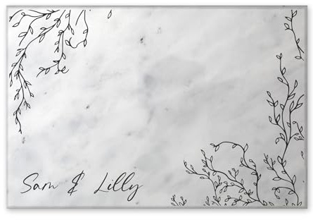 Personalised Solid Grey Marble Chopping Board Custom Printed Cheese Board Serving Board with Wild Branches