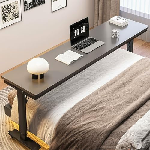 Höhenverstellbarer Betttisch mit Rollen, Überbetttisch für Laptop, mobiler Krankenhaus-Rollbetttisch, ideal über dem Bett