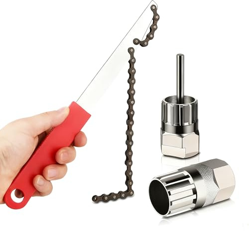 BOBISHE Fahrrad Kettenpeitsche mit Kassettenabzieher Set, Universal Zahnkranzabzieher für 7-11 Gang Kassetten, Fahrrad Kassette Werkzeug Abzieher Cassette Lockring Tool für Kassetten-Kranz