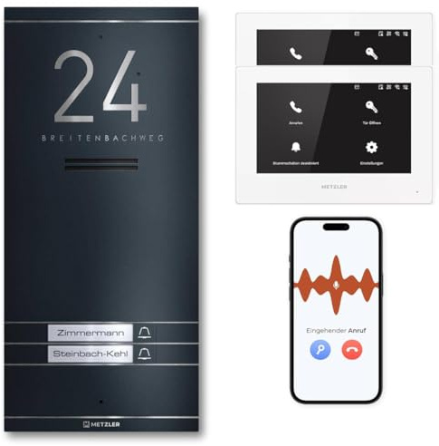 Metzler ADM10 - Citofono per 2 case di famiglia, colore: Antracite