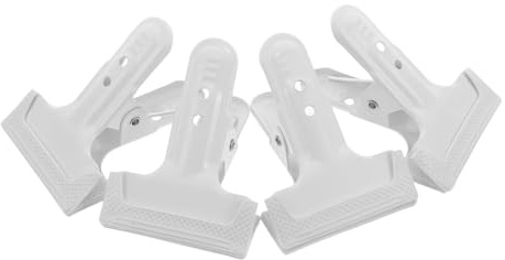 HOMSFOU 4pcs Heavy Duty Metal Spring Photography Backdrop Clamps White Multi-use Clips for PVC Background Stands Secure Hold for Studio Portraits and Video Recording