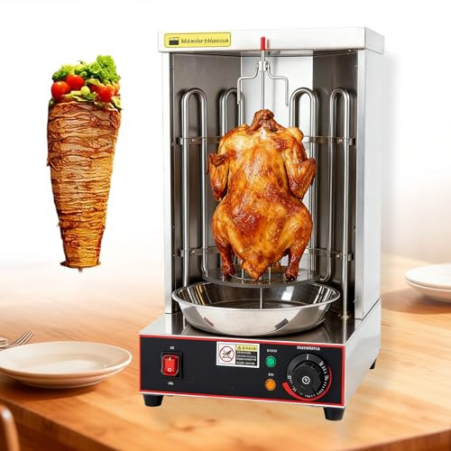 yurstcggh Shawarma Grill Machine,Electric Vertical Rotisserie Grill,360° Rotating Rotisserie,Commercial/home barbecue, for Kebabs, Gyros & Tacos,2400W Dual Heating,Parties Restaurants Food Halls