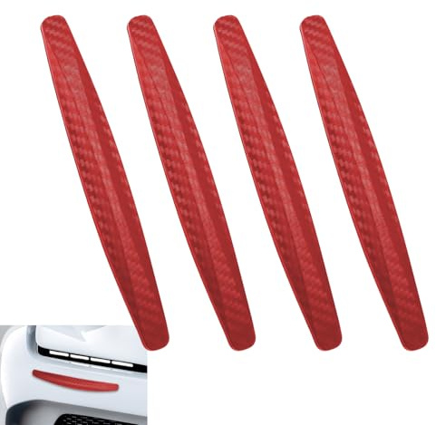 4 protectores de bordes de puerta de coche, de fibra de carbono, tiras decorativas antiarañazos, protección antiarañazos, parachoques de coche, para la mayoría de los coches (rojo)