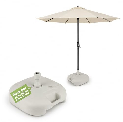 Avilia - Base per Ombrellone Riempibile 20L con Acqua o Sabbia – Supporto Ombrellone da Giardino, Terrazzo, Piscina, Spiaggia – Fusti 22-32 mm, Maniglia Ergonomica - L44xP44xA24 cm