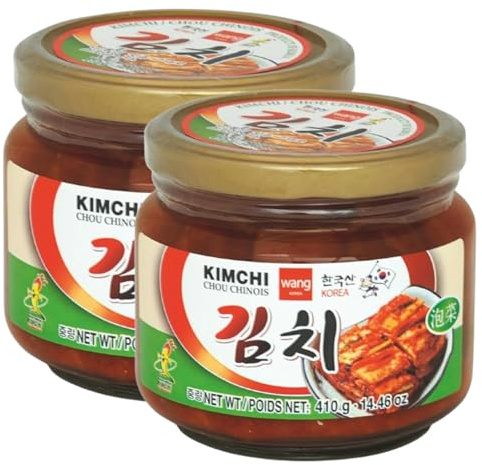 WANG Kimchi Coreano con Cavolo Cinese 410g x 2, Kimchi Fermentato Piccante Coreano, Cucina Asiatica e Korean, kimchi coreano fermentato- (beebunch) (2 x 410g)