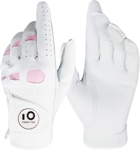 Golfhandskar dam vänster höger golfhandske med boll markör golfhandske värde 1 st. Cabretta läderhandtag vänster höger hand mjuk komfort passform storlek S M L XL (1 st vänster, L)