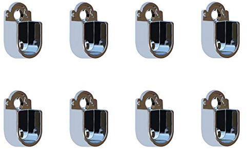 CFSky Metall Kleiderstange Schrankzubehör Hängeschiene, 37mm x 22mm x 14mm, 8 Stück Flansche für 16mm Rohre, Silber, Zinklegierung, Wandmontage, glänzend, metallisch