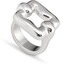 UNOde50 Anello in lega di metallo, placcato in argento sterling, design quadrato, gioielli fatti a mano