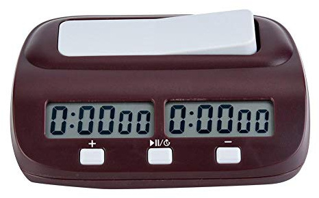 Dauerhaft Minuterie d'Échecs Portable avec Compte à Rebours (10 Heures) Horloge Numérique pour Tournois d'Échecs et Jeux de Société avec Deux Temps de Base Différents Préréglables