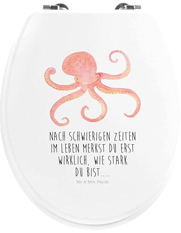 Mr. & Mrs. Panda Motiv WC Sitz Tintenfisch - Geschenk, Gute Laune, Meer, Wasser, Arme, Tiermotive, Klobrille, Tiere, Toilette, Toilettendeckel,