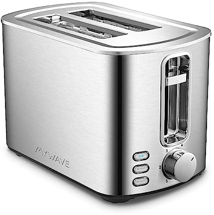 My Wave - Tostador Pequeño 2 Ranuras - Para Todo Tipo de Pan y Bollería - Potencia de 850W - Temperatura Regulable y Capacidad para 2 Tostadas - Funciones de Calentar, Descongelar y Detener