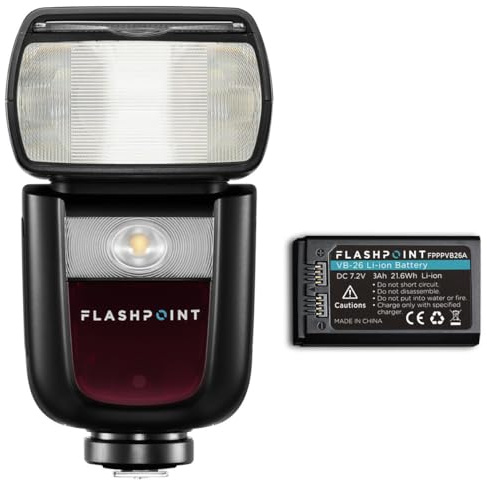 Flashpoint Zoom Li-on III R2 TTL On Camera Flash for Sony, 76ws 2.4GHz 1/8000s HSS Speedlight with Quick Manual-TTL Switch, 1.5s Recycle Time, 7.2V/2600mAh Li-Ion Battery, 450 Full-Power