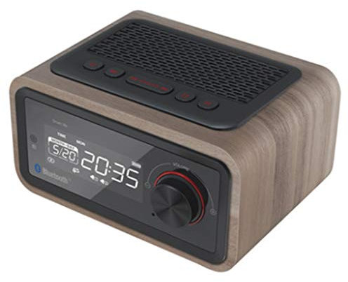 BEAUTYMISC Réveil sans Fil Bluetooth Haut-Parleur réveil Radio numérique, Chevet pour Enfants TF/AUX/USB en Bois Snooze Radio FM Horloge de Table, Radio-réveil Haut-Parleur Bluetooth