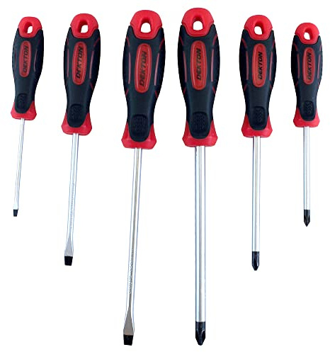 Dekton 6pc Screwdriver Set-Durable & Ergonomic Design| Includes Phillips & Slotted Tips| Precision-Machined for Accurate Fit| Comfortable Non-Slip Handles| Essential Kit for DIY, Repairs & Maintenance