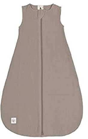 LÄSSIG Baby Sommerschlafsack ohne Ärmel Muslin Baumwolle GOTS zertifiziert unisex/Muslin Sleeping Bag taupe, Größe 50/56 0-2 Monate
