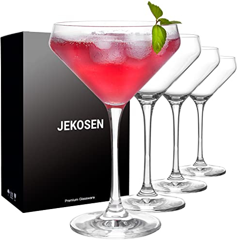 JEKOSEN Crystal Martini Cocktail Glasses 11 Ounce Set of 4 With Premium Gift Box Premium Strong Lead-Free Clear