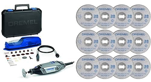 Dremel Outil multifonction 3000 130 W, jeu de 1 accessoire, 25 accessoires & SC456B Lot de 12 Disques EZ SpeedClic à Tronçonner/Découper les Métaux 38mm avec Outils Rotatifs Dremel