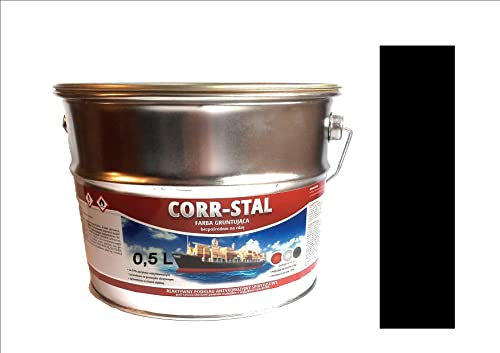 CORR-STAL Metallschutzlack, Rostschutzfarbe, Metallfarbe außen, Grundierung gegen Rost, Farbe für Metall, Rostschutzgrundierung Korrosionsschutz, Metallack, Aluminium-Zink. (0,5 Liter, Schwarz)