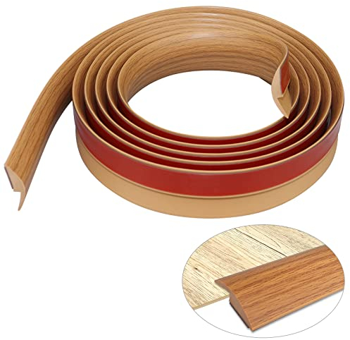 Tira de umbral adhesiva perfil de transición tiras de transición de suelo perfil PVC de suelo umbral de transición para alfombra compensación de altura inferior a 5mm (2m, grano de madera amarillo)