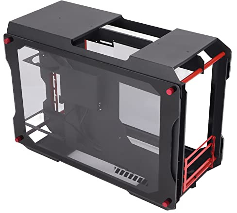 Bewinner Caja de Computadora de Torre Media, Chasis de Escritorio Mini Totalmente Transparent Disipación de Calor Abierta Caja de Computadora de Placa Base M-ATX para Reproductores de