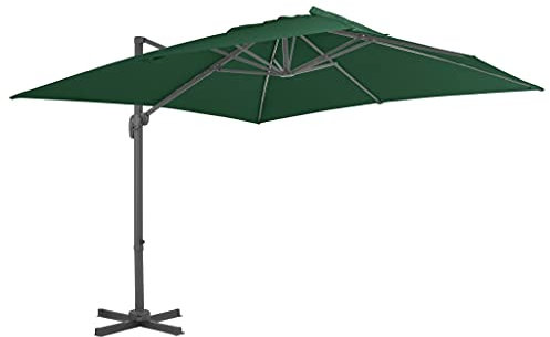 GuyAna Sombrilla voladiza con Poste de Aluminio 400x300 cm sombrilla Playa Grande sombrillas para Jardin pie de sombrilla parasoles de Jardin o terraza Verde