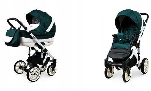 BabyLux® Carrito de Bebé Sistema de Viaje Set 2 en 1 - Lilly - incl. Capazo, Silla de Paseo - Cochecito - Bolso cambiador, Cubierta para la lluvia, Mosquitera, Portavasos etc.