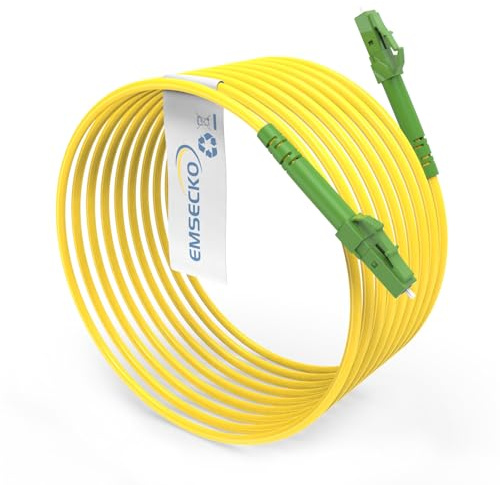 EMSECKO Cavo in fibra ottica LC/APC a LC/APC OS2 Singlemode Simplex 9/125μm (10M) - Trasmissione affidabile oltre 10 metri