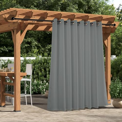 Comfonew Outdoor-Vorhänge für Terrasse – wasserdichte Vorhänge mit Ösen, grau gewebt, strukturiert, Außenvorhang für Pavillon, Veranda, Pergola, Cabana, Deck, Sonnenraum, 1 Panel, 254 x 213 cm, Grau