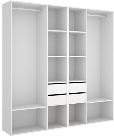 DEKIT GRUPO RIMOBEL SUIT - Conjunto de armario-vestidor con cuatro cajones - BLANCO/NATURAL - 205 x 196 x 45