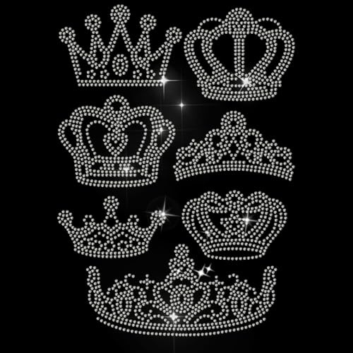 MAYJOYDIY Kronenmotiv Strass Aufbügler Hotfix Transferaufkleber Verschiedene Kronenformen Glänzender Strass DIY Applikationsaufkleber Zum Aufbügeln Kristall Patch Für T Shirts Jacken Kleidung Basteln