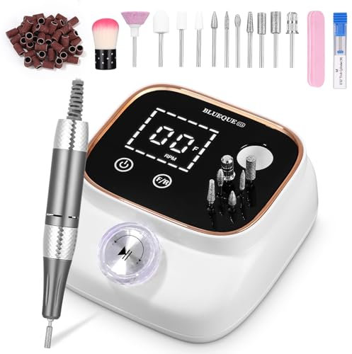 Exyvox Elektrisch Nagelfräser, Professionelle Fräser für Gelnägel, 45000RPM, Elektrische Nagelfeile mit Lcd-Display, mit Nagelfeile Maniküre Pediküre Zubehör Set für den Heimgebrauch und Nagelstudios