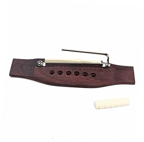 Verstellbares Akustikgitarren 6-saitiges Satz Steg Gitarre für Akustische | Polierte Oberfläche, Glatte Unterseite, Metall Holz Kit, Passend für Saiteninstrumente und Ersatzteile