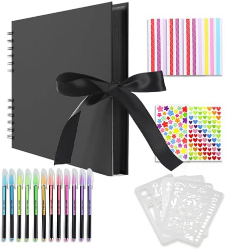 Ltstor Album de Fotos Dly, Album de Recortes Negro de 80 Paginas, Adecuado Para insertar, Equipado ConPegatinas y Otros Accesorios, se Puede Utilizar como Regalo Conmemorativo, Regalo de San Valentin