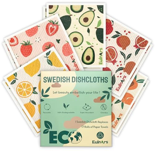 Eulnars Swedish Dishcloths for Kitchen, 10 Pack Reusable Paper Towels Washable, Soft Dish Towels for Kitchen, Super Absorbent Dish Cloths for Washing Dishes, Housewarming Gifts