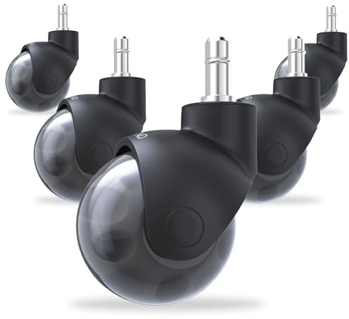 COSYLAND Ruote per Sedia Ufficio 11x22 mm – Set di 5 Ruote Sedia Ufficio Universali, Rotelle Girevoli in Poliuretano per Pavimenti Duri, Parquet e Tappeti – Scorrimento Silenzioso, Anti-graffio