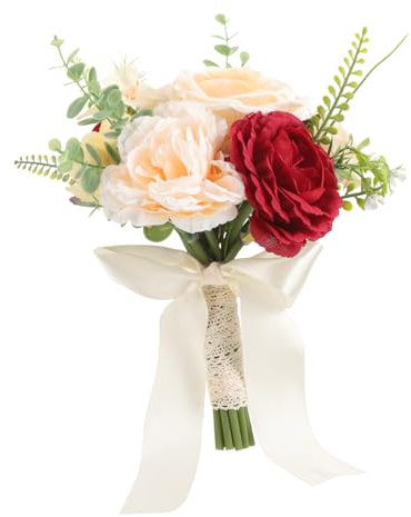 Alipis Künstlicher Rosenstrauß Handgefertigte Fake Für Hochzeiten Party Dekoration Und DIY Projekte Rote Seidenblumen Brautstrauß Requisite Lang