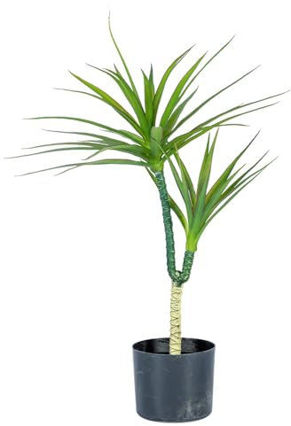 Konstgjort Dracaena-träd inomhus, fuskgolvväxt hög falsk Yucca krukväxt, konstgjorda sidenväxter med verklighetstrogna blad, för hem kontor rum dekor inflyttningspresent inomhus (70 cm/27,5 tum)