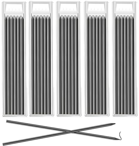 Ricariche di Matite da Carpentiere, 30 pezzi 2,8 mm Miniere di Matita Nero, Ricariche Solide per Disegno Architetto, Ideale per Legno, Metallo e Artigianato