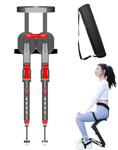 Wearable Chair Invisible Seat,Invisible Chair Wearable Exoskeleton Human Ergonomics Stool,Wearable Chair Pants,5-Speed Height Adjustment,for Fishing And People Standing For Long Perio(Color:Black+Red)