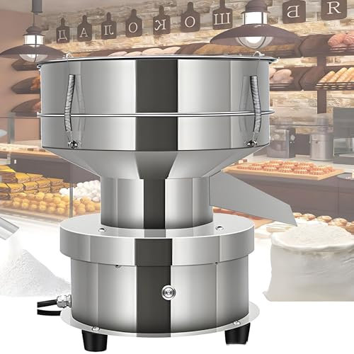 Lbxlhr Tamiz vibratorio eléctrico automático de 50 W para Polvos, tamiz de harina Comercial de Acero Inoxidable con Malla 40+60 para Hornear harinas en Polvo(10CM)